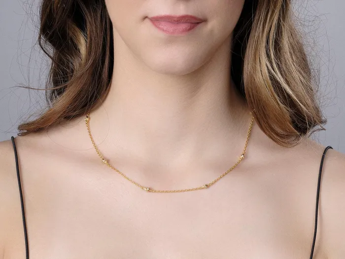 Necklaces GG GOLD CLS GURHAN Spell Gold Diamond Station Short Necklace Delicate Chain Necklaces GG GOLD CLS GURHAN Spell Gold Diamond Station Short Necklace Delicate Chain