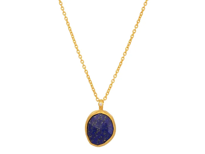 Necklaces GG GOLD OOAK GURHAN Elements Gold Lapis Pendant Necklace 16x14mm Amorphous Stone