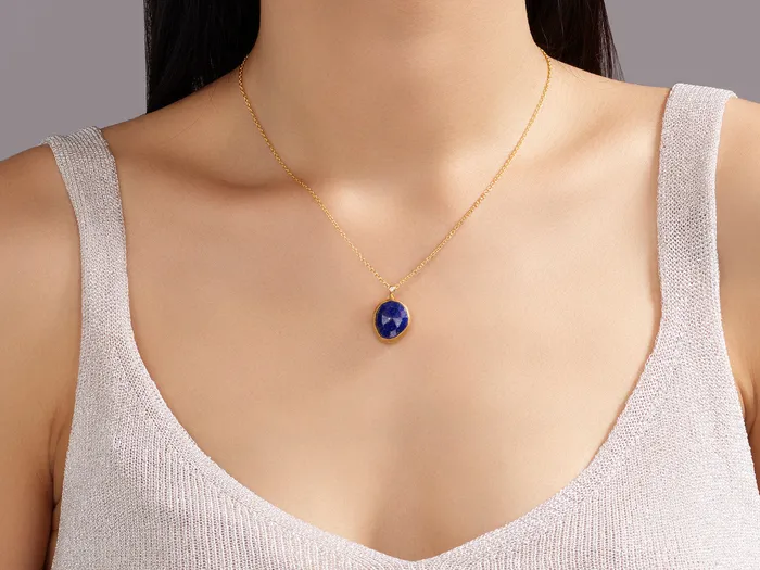 Necklaces GG GOLD OOAK GURHAN Elements Gold Lapis Pendant Necklace 16x14mm Amorphous Stone Necklaces GG GOLD OOAK GURHAN Elements Gold Lapis Pendant Necklace 16x14mm Amorphous Stone