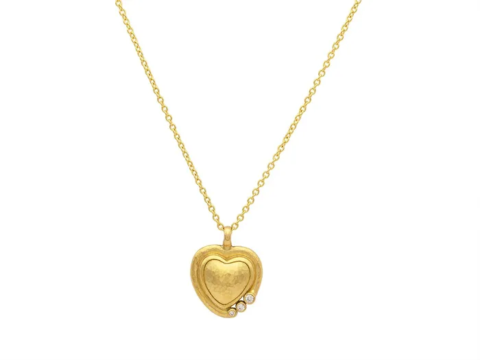 Necklaces GG GOLD TRAD GURHAN Romance Gold Pendant Necklace 18mm Heart Diamond Necklaces GG GOLD TRAD GURHAN Romance Gold Pendant Necklace 18mm Heart Diamond