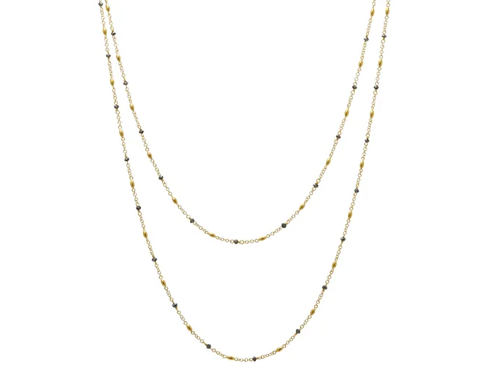 Necklaces GURHAN Olive Gold Station Necklace with Black Diamond GG GOLD TRAD Necklaces GURHAN Olive Gold Station Necklace with Black Diamond GG GOLD TRAD