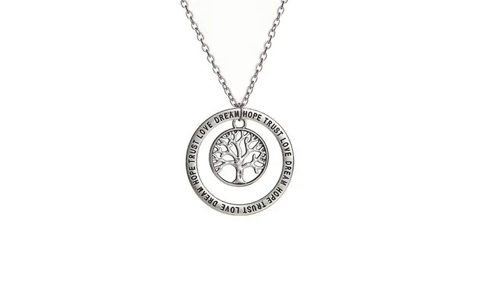 Necklaces Silver Tone Symbolic Round Pendant Necklace sparklingselections