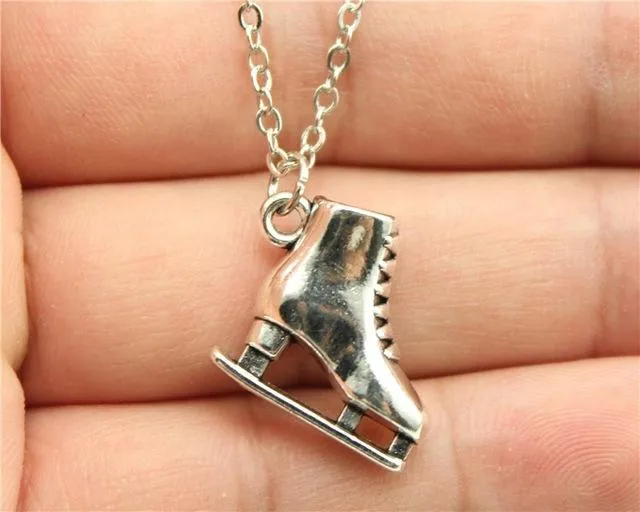 Necklaces sparklingselections Antique Silver Color 3D Skate Pendant Necklace Necklaces sparklingselections Antique Silver Color 3D Skate Pendant Necklace