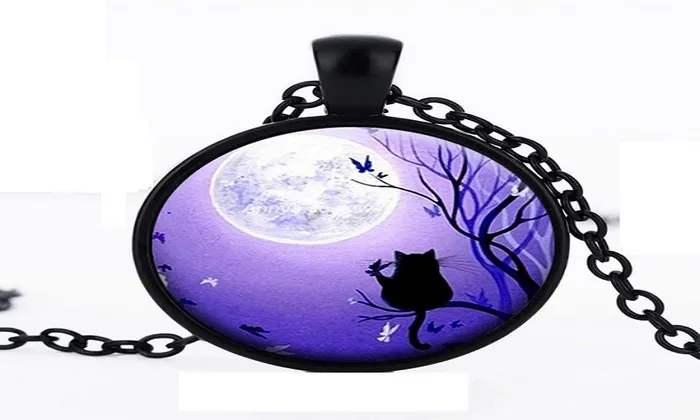 Necklaces sparklingselections Cute Cat Glass Cabochon Necklace Personality Animal Round Crtstal Necklaces sparklingselections Cute Cat Glass Cabochon Necklace Personality Animal Round Crtstal