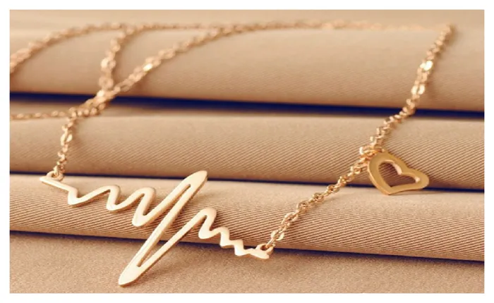 Necklaces sparklingselections Cute Heart Beat Pendant Necklace Metal Alloy with Chain Made Necklaces sparklingselections Cute Heart Beat Pendant Necklace Metal Alloy with Chain Made