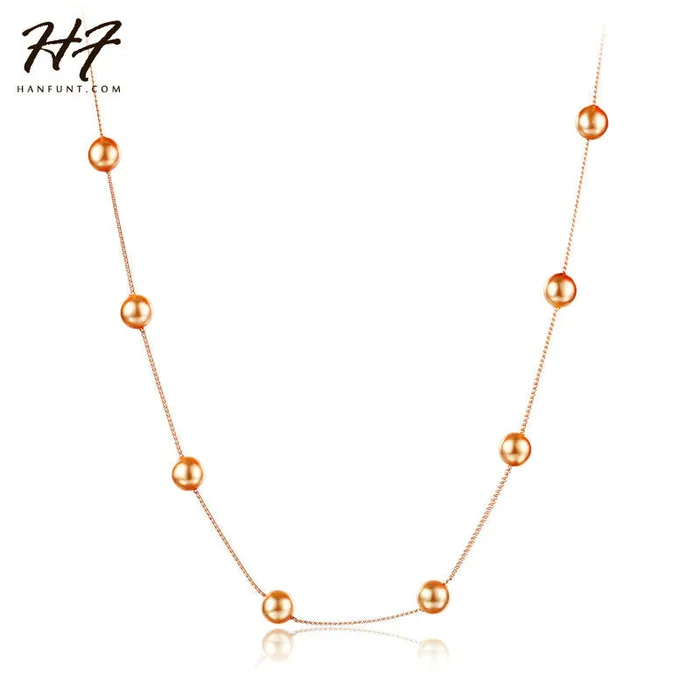 Necklaces sparklingselections Rose Gold Color String of Beads Synthetic Simulated Pearl Necklace Necklaces sparklingselections Rose Gold Color String of Beads Synthetic Simulated Pearl Necklace