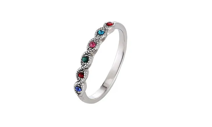 Necklaces sparklingselections Silver Plated Fashion Multicolor Crystal Rings For Women Necklaces sparklingselections Silver Plated Fashion Multicolor Crystal Rings For Women