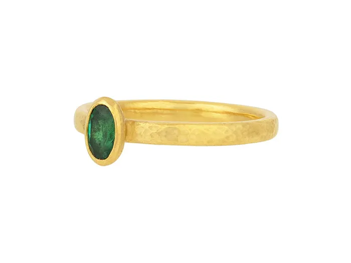 Rings GG GOLD OOAK GURHAN Skittle Gold Emerald Stacking Ring 6x4mm Oval