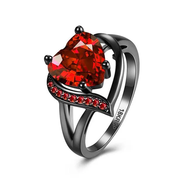 Rings Wedding Love Heart Big Black Ring for Women sparklingselections Rings Wedding Love Heart Big Black Ring for Women sparklingselections