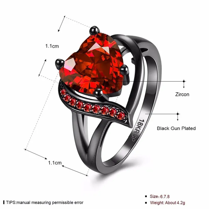 Rings Wedding Love Heart Big Black Ring for Women sparklingselections Rings Wedding Love Heart Big Black Ring for Women sparklingselections