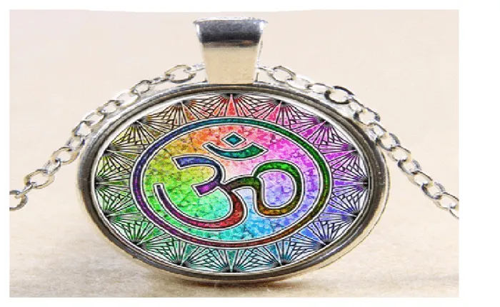 Sparkling Selections Necklaces Yoga OM Pendant Necklace Fashion Round Ethnic Silver Plated Colorful Necklace Sparkling Selections Necklaces Yoga OM Pendant Necklace Fashion Round Ethnic Silver Plated Colorful Necklace