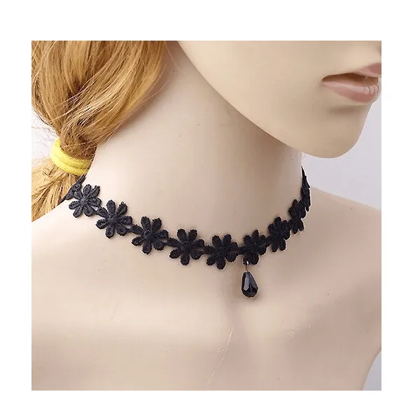 Sparkling Selections New Beautiful Necklace Vintage Gothic Crochet Lace Flower Teardrop Charm Choker Collar Necklace Charms Necklaces
