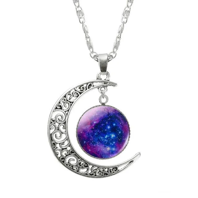 sparklingselections Choker Glass Galaxy Lovely Pendant Necklace Necklaces