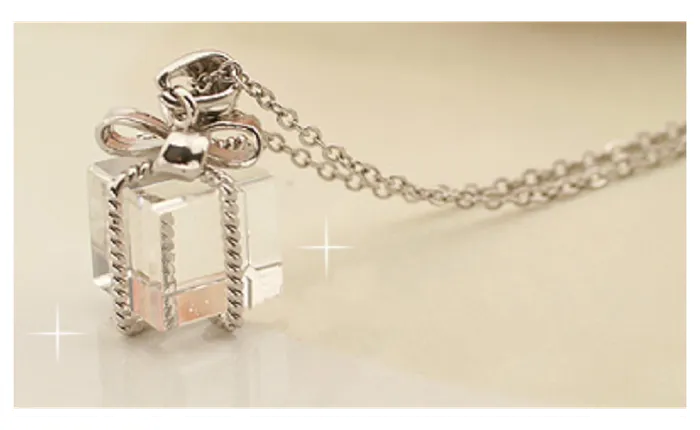 sparklingselections Fashion Long Chain Transparent Small Gift Box Pendant Necklace Necklaces sparklingselections Fashion Long Chain Transparent Small Gift Box Pendant Necklace Necklaces