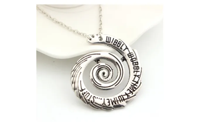 sparklingselections Hollow Spiral Wibbly Wobbly Time Wimey English Letter Pendant Necklace Necklaces sparklingselections Hollow Spiral Wibbly Wobbly Time Wimey English Letter Pendant Necklace Necklaces