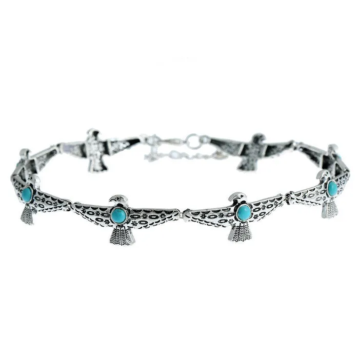 sparklingselections Necklaces Alloy AntiSilver Cute Bird Mosaic Blue Beads Necklace Woman sparklingselections Necklaces Alloy AntiSilver Cute Bird Mosaic Blue Beads Necklace Woman