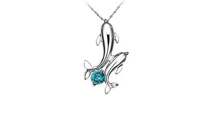 sparklingselections Necklaces Cute Double Dolphins Pendant Necklace