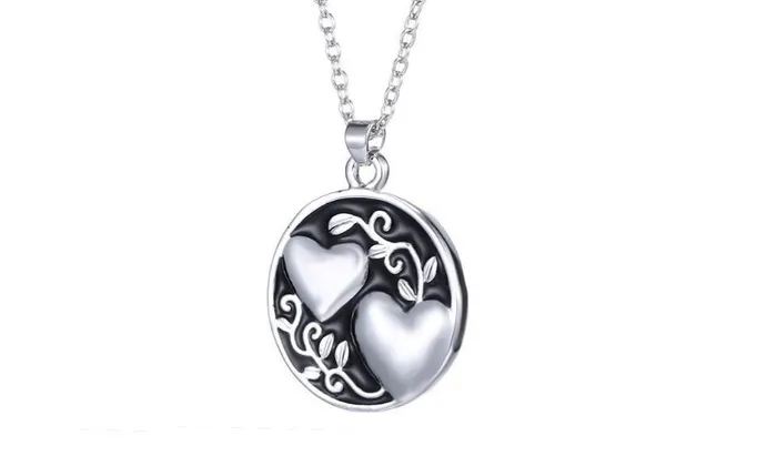 sparklingselections Necklaces Double Hearts With Words Behind Pendant Necklace sparklingselections Necklaces Double Hearts With Words Behind Pendant Necklace