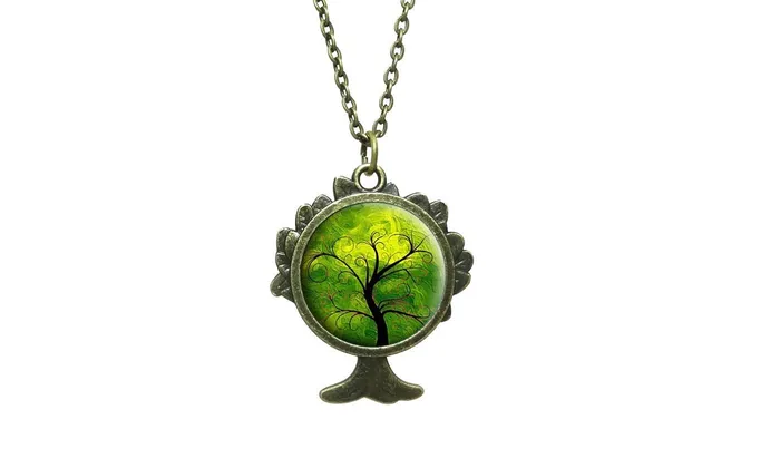 sparklingselections Necklaces Fashion Glass Cabochon Pendant Necklace