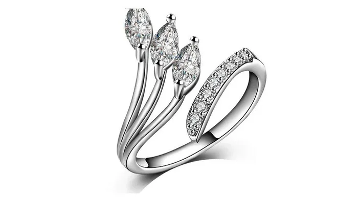 sparklingselections Necklaces Fashion Silver Leaves Wedding Rings
