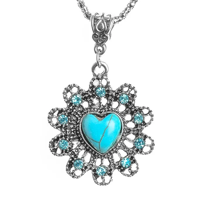 sparklingselections Necklaces Flower Heartshaped Natural Stone Pendant Necklace sparklingselections Necklaces Flower Heartshaped Natural Stone Pendant Necklace