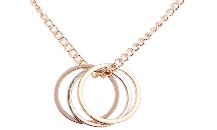 sparklingselections Necklaces Gold Color Three Circle Pendant Necklace