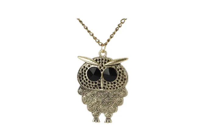 sparklingselections Necklaces Gold Plated Owl Long Chain Pendant Necklace