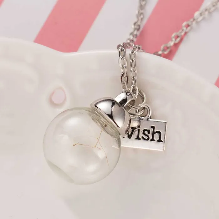 sparklingselections Necklaces Make A Wish Glass Bead Orb Silver plated Necklace sparklingselections Necklaces Make A Wish Glass Bead Orb Silver plated Necklace