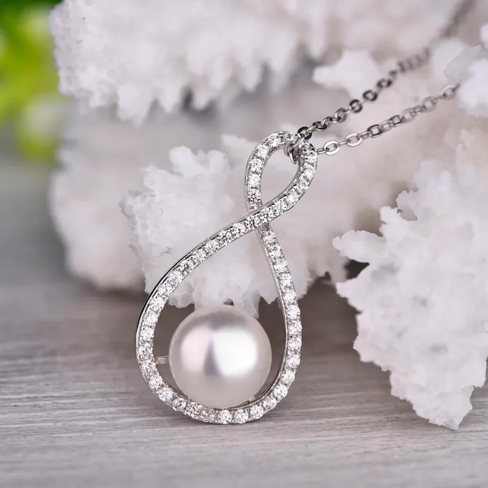 sparklingselections Necklaces Sterling Silver Pendant Necklace Natural Freshwater Pearls For Women sparklingselections Necklaces Sterling Silver Pendant Necklace Natural Freshwater Pearls For Women