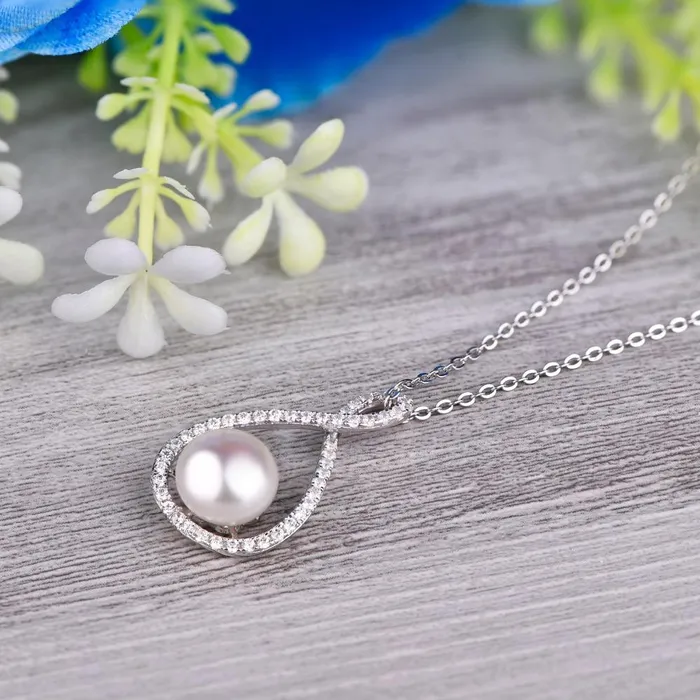 sparklingselections Necklaces Sterling Silver Pendant Necklace Natural Freshwater Pearls For Women sparklingselections Necklaces Sterling Silver Pendant Necklace Natural Freshwater Pearls For Women