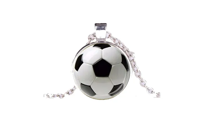 sparklingselections Necklaces Unisex Football Picture Glass Pendant Necklace sparklingselections Necklaces Unisex Football Picture Glass Pendant Necklace