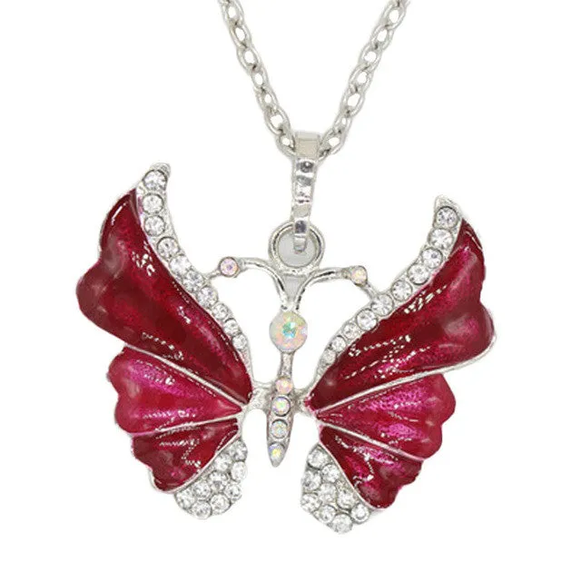 sparklingselections Trendy Crystal Butterfly Long Necklace for Women Necklaces sparklingselections Trendy Crystal Butterfly Long Necklace for Women Necklaces