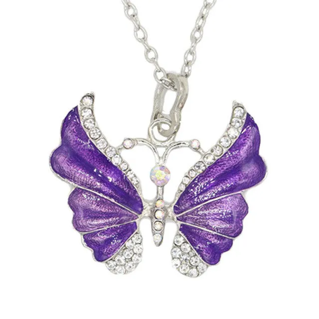 sparklingselections Trendy Crystal Butterfly Long Necklace for Women Necklaces sparklingselections Trendy Crystal Butterfly Long Necklace for Women Necklaces