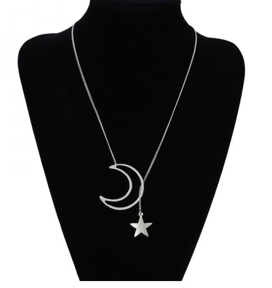 Vintage Silve Hollow Moon Star Pendant Necklace for Women sparklingselections Necklaces Vintage Silve Hollow Moon Star Pendant Necklace for Women sparklingselections Necklaces