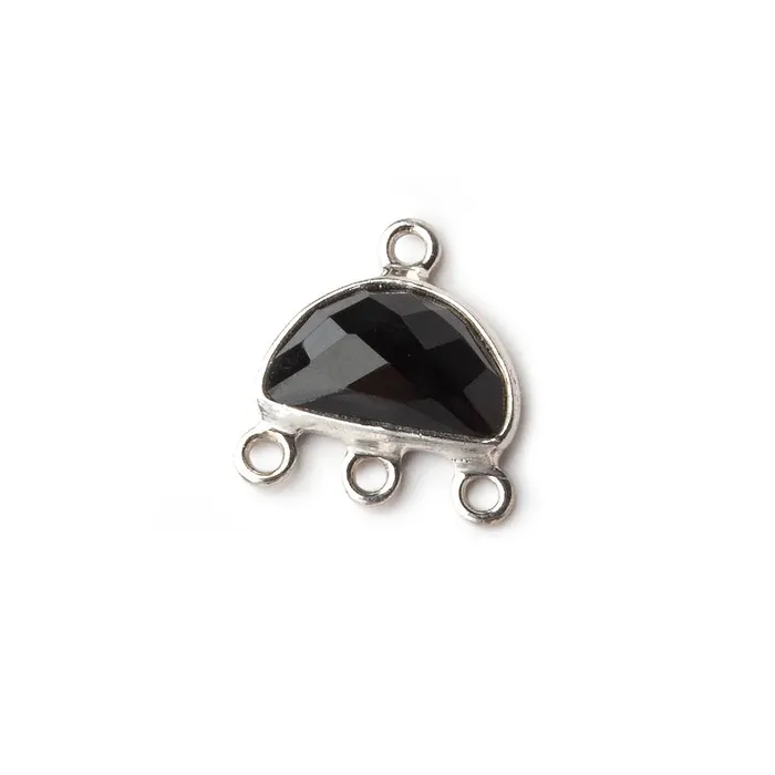 12x13mm Silver Bezel Black Chalcedony Half Moon 3 ring Connector 1 focal bead Beadsofcambaycom Rings 12x13mm Silver Bezel Black Chalcedony Half Moon 3 ring Connector 1 focal bead Beadsofcambaycom Rings