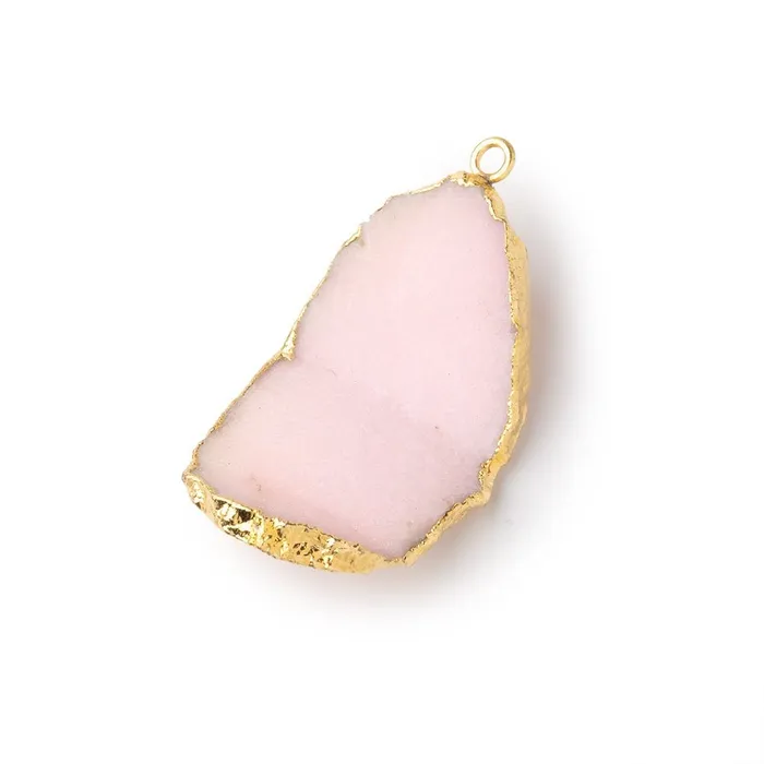 32x19mm Gold Leafed Pink Concave Drusy Pendant 1 focal piece Beadsofcambaycom Necklaces 32x19mm Gold Leafed Pink Concave Drusy Pendant 1 focal piece Beadsofcambaycom Necklaces