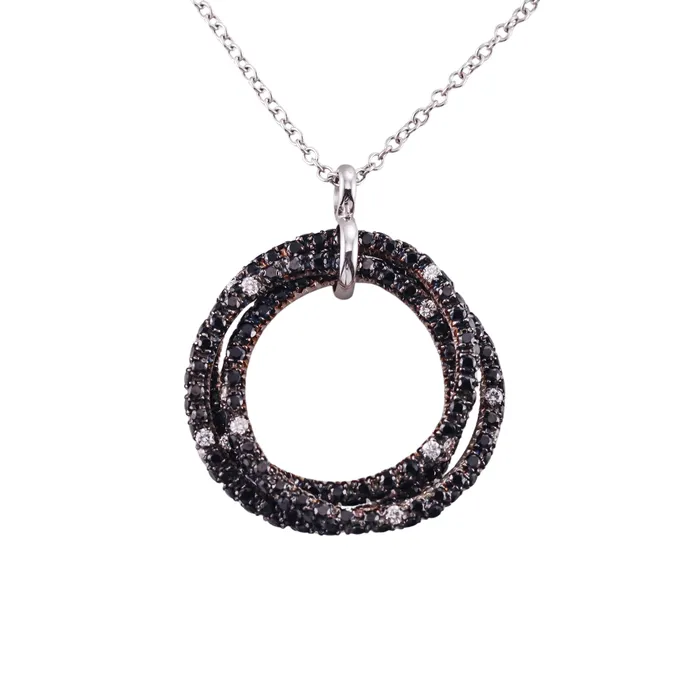 Alfieri Necklaces Alfieri Black White Diamond Gold Pendant Necklace