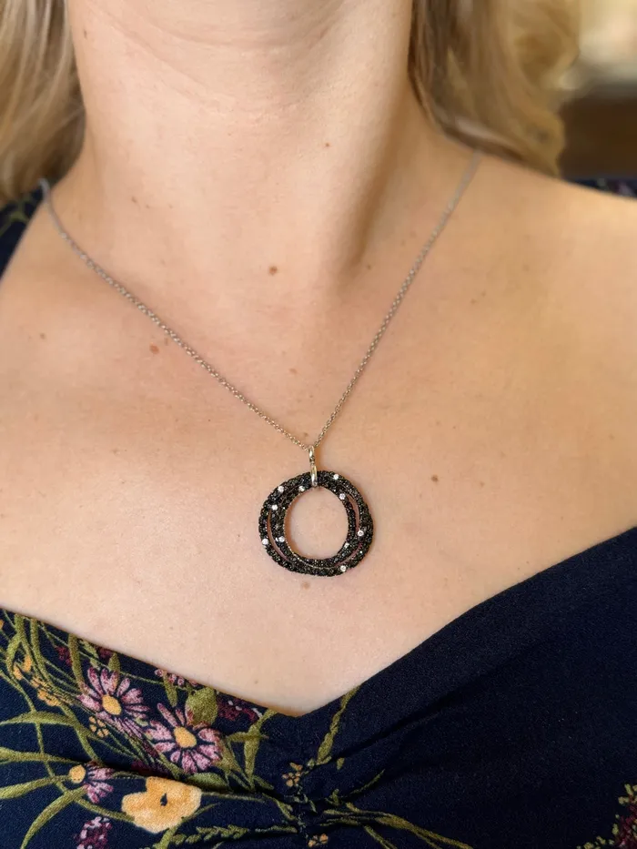 Alfieri Necklaces Alfieri Black White Diamond Gold Pendant Necklace