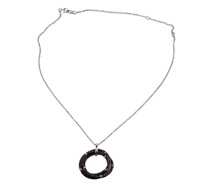 Alfieri Necklaces Alfieri Black White Diamond Gold Pendant Necklace