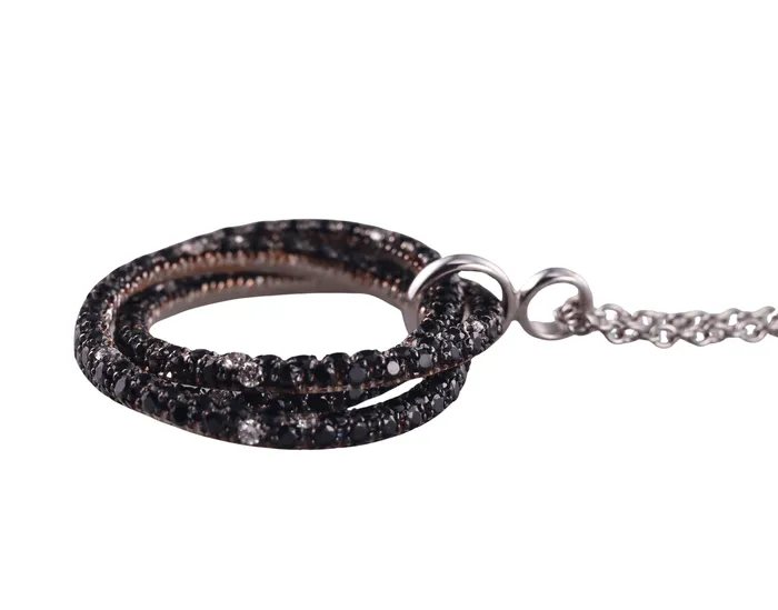 Alfieri Necklaces Alfieri Black White Diamond Gold Pendant Necklace