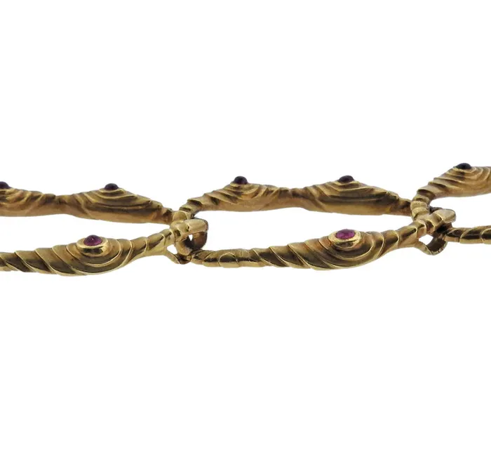 Angela Cummings Necklaces 1980s Angela Cummings Ruby Gold Link Necklace