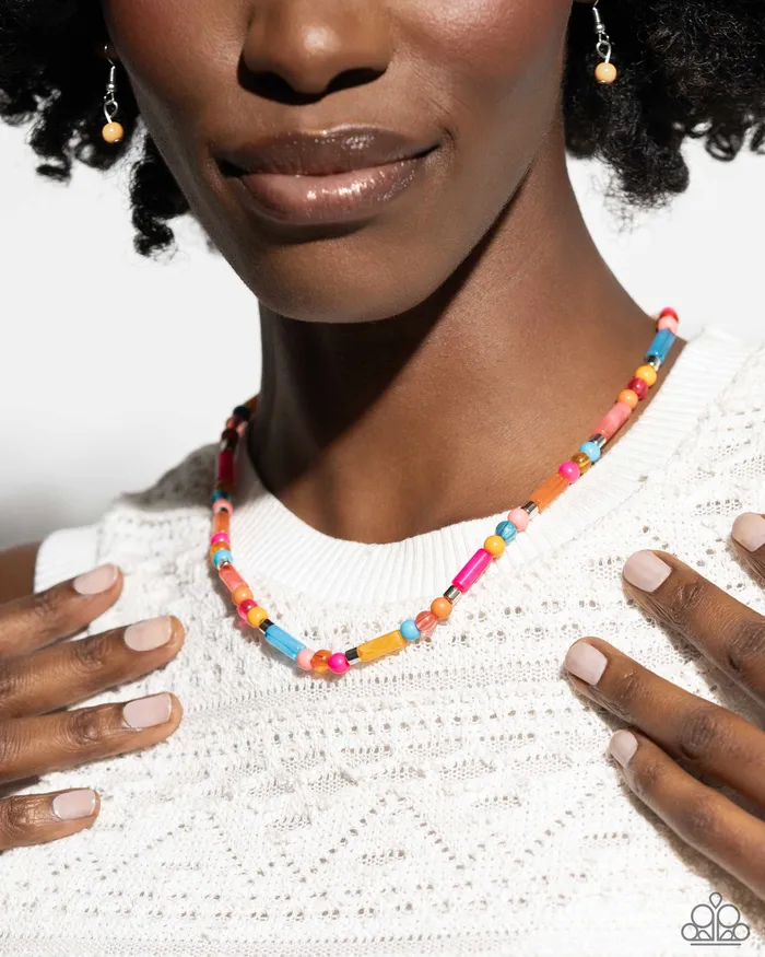 Beaded Beginner Orange Necklace Jewelry by Bretta Paparazzi Accessories Necklaces