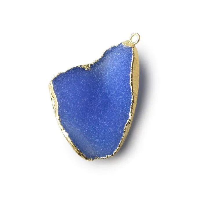 Beadsofcambaycom Gold Leafed Ultramarine Blue Concave Drusy Pendant 1 focal bead 34x25x8mm A Grade Necklaces Beadsofcambaycom Gold Leafed Ultramarine Blue Concave Drusy Pendant 1 focal bead 34x25x8mm A Grade Necklaces