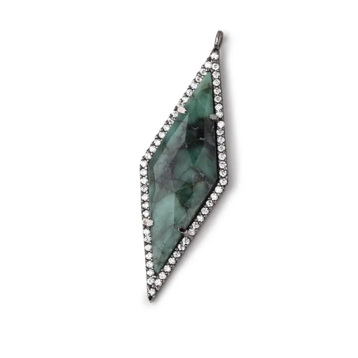 Beadsofcambaycom Necklaces 42x14mm Black Gold CZ Bezel Emerald Kite Pendant 1 Focal Bead Beadsofcambaycom Necklaces 42x14mm Black Gold CZ Bezel Emerald Kite Pendant 1 Focal Bead