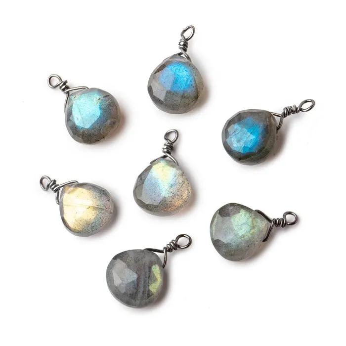 Beadsofcambaycom Necklaces 8mm Black Gold Wire Wrapped Labradorite Faceted Heart 1 Focal Pendant Beadsofcambaycom Necklaces 8mm Black Gold Wire Wrapped Labradorite Faceted Heart 1 Focal Pendant