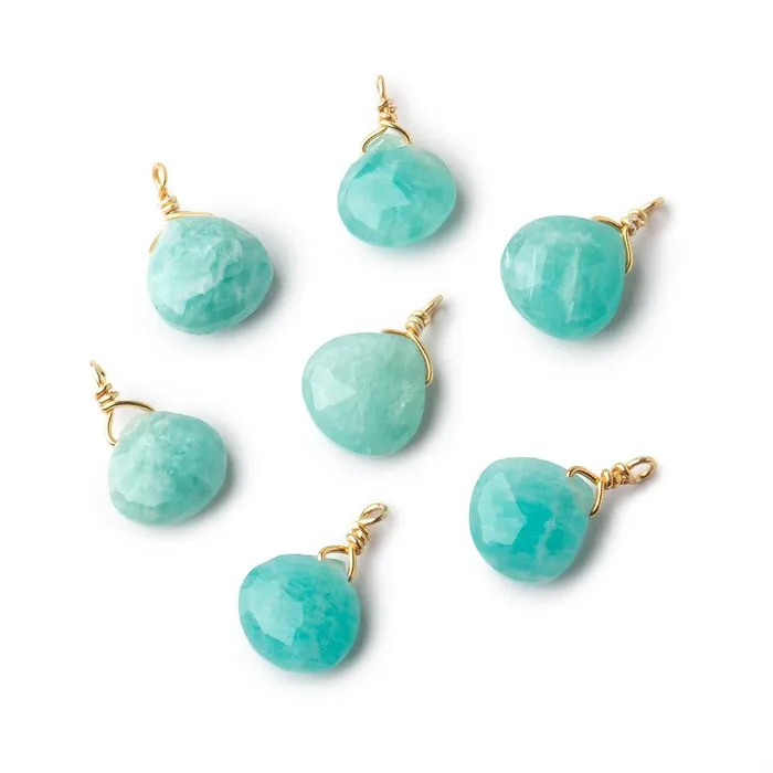 Beadsofcambaycom Necklaces 8mm Vermeil Wire Wrapped Amazonite Faceted Heart 1 Focal Pendant Beadsofcambaycom Necklaces 8mm Vermeil Wire Wrapped Amazonite Faceted Heart 1 Focal Pendant