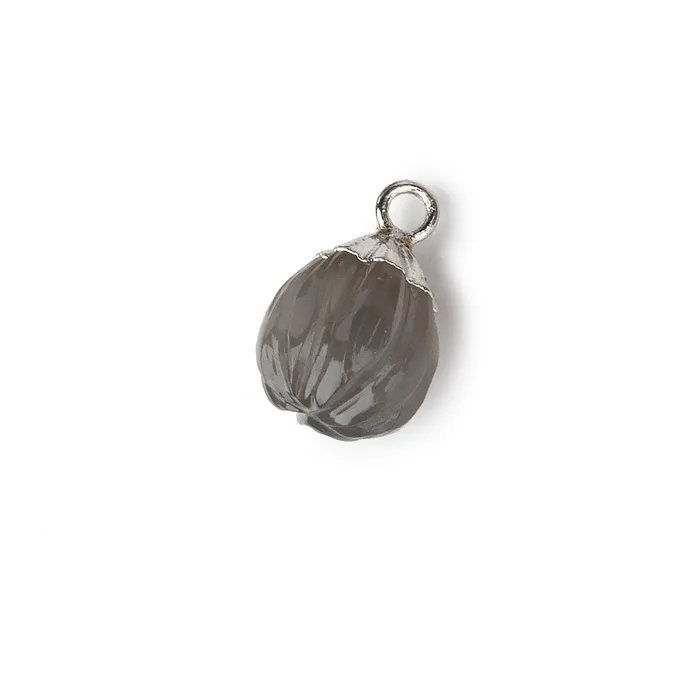 Beadsofcambaycom Necklaces 9x8mm Silver Leafed Platinum Grey Moonstone Carved Melon focal bead Pendant sold as 1 piece Beadsofcambaycom Necklaces 9x8mm Silver Leafed Platinum Grey Moonstone Carved Melon focal bead Pendant sold as 1 piece