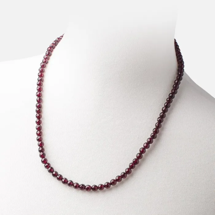 Beadsofcambaycom Necklaces Rhodolite Garnet Faceted Round Necklace AAA