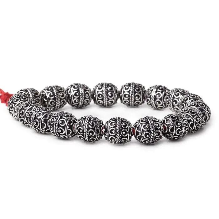 Beadsofcambaycom Rings 10mm Antiqued Sterling Silver Plated Copper Bead Roval Moroccan 8 inch 20 pieces Beadsofcambaycom Rings 10mm Antiqued Sterling Silver Plated Copper Bead Roval Moroccan 8 inch 20 pieces