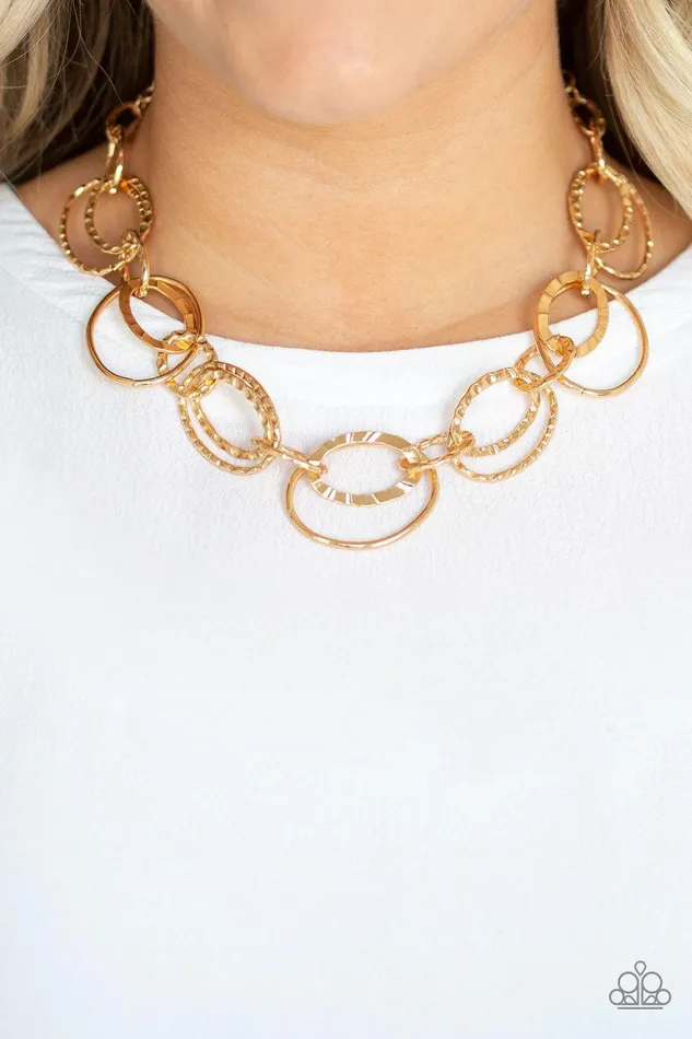 Bend OVAL Backwards Gold Necklace Jewelry By Bretta Paparazzi Accessories Necklaces